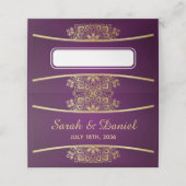 Carte De Placement Table Place Card Gold Mandala sur Mariage violet (Extérieur déplié)