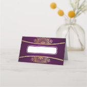 Carte De Placement Table Place Card Gold Mandala sur Mariage violet (Dos)