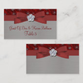 Carte De Placement Table Red Velour & Silver Snowflakes (Devant / Derrière)