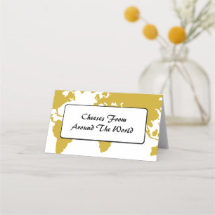 Carte De Placement Table Tente - Gold World Map