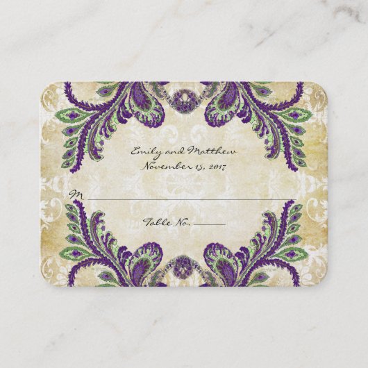 Carte De Placement Table vintage Paisley Damask (Devant)