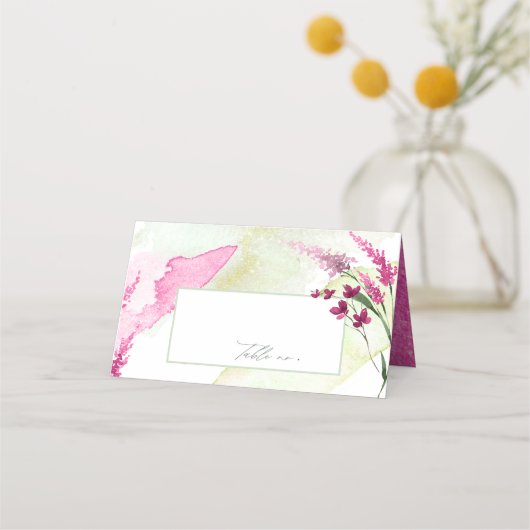 Carte De Placement Tableau d'aquarelle Mariage fleur sauvage Fuchsia  (Devant)