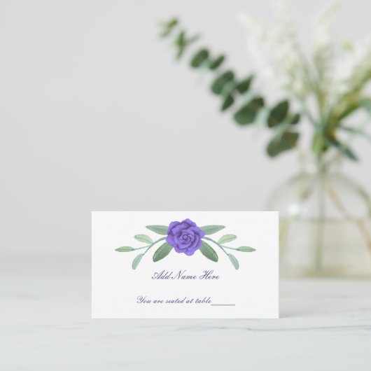 Carte De Placement Tableau de feuillage bleu violet Floral (Debout devant)