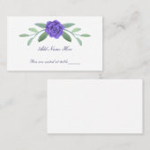 Carte De Placement Tableau de feuillage bleu violet Floral (Devant / Derrière)