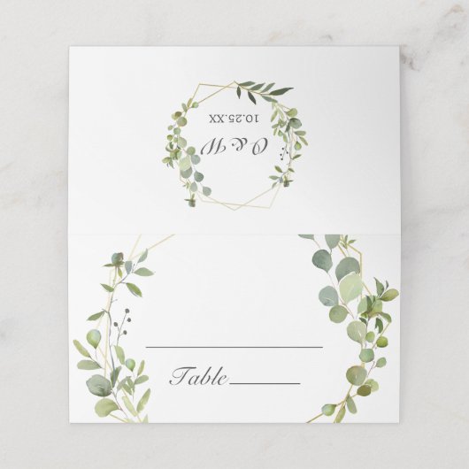 Carte De Placement Tableau de Mariage géométrique Eucalyptus moderne (Extérieur déplié)