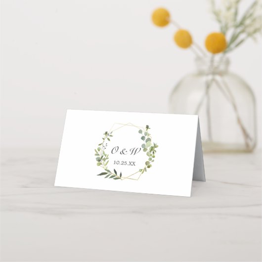 Carte De Placement Tableau de Mariage géométrique Eucalyptus moderne (Dos)