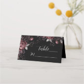 Carte De Placement Tableau des fleurs noires noires Mariages gothique (Devant)