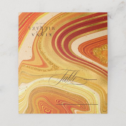Carte De Placement Tableau Mariage Agate Abstrait Hot Orange ID827 (Extérieur déplié)
