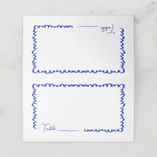 Carte De Placement Tableau Mariage Bleu Whimsical Fun tiré à la main (Extérieur déplié)