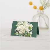 Carte De Placement Tableau Mariage chic blanc Hydrangea et Papillon (Dos)