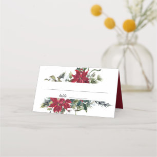 Carte De Placement Tableau Mariage d'aquarelle florale de Poinsettia