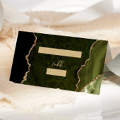 Carte De Placement Tableau Mariage de script d'agate or vert olive