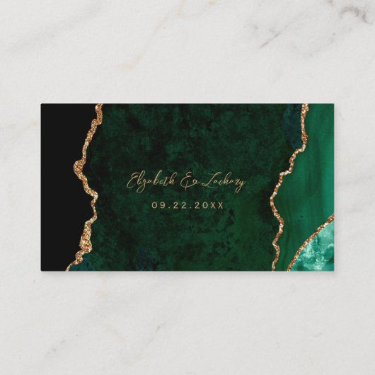 Carte De Placement Tableau Mariage de script de l'agate d'or Emerald (Dos)