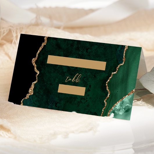 Carte De Placement Tableau Mariage de script de l'agate d'or Emerald