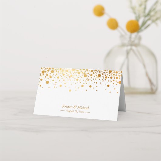 Carte De Placement Tableau Mariage Faux Gold Foil Confetti Dots (Dos)