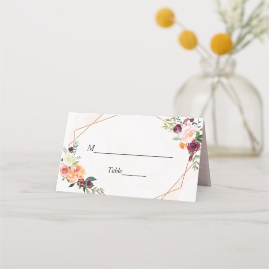 Carte De Placement Tableau Mariage floral de fleurs brillantes de cad (Devant)