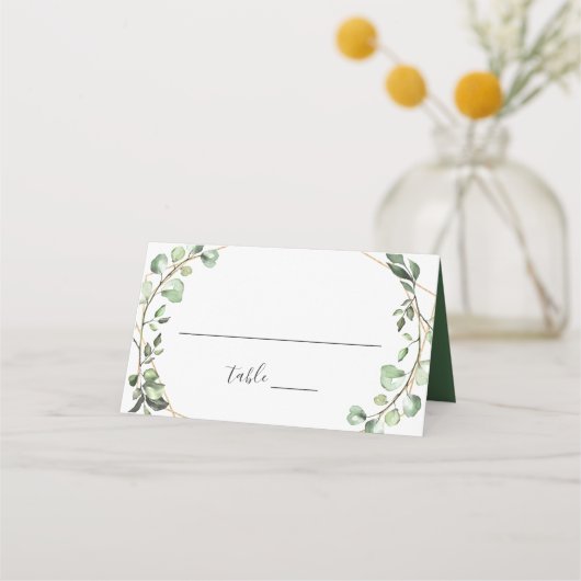 Carte De Placement Tableau Mariage géométrique Eucalyptus vert (Devant)