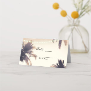 Carte De Placement Tables de rêve crémeux aux palmiers et lumières