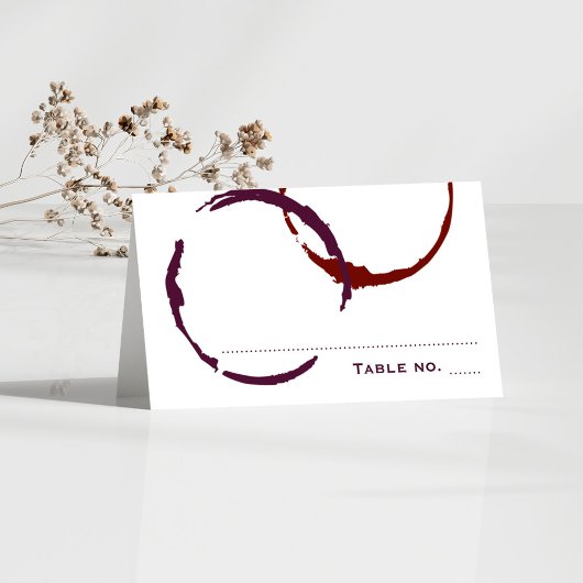 Carte De Placement Tache de vin rouge foncé rustique pour mariage