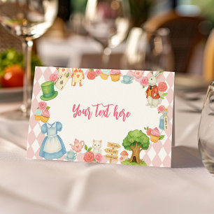 Carte De Placement Tea Party Alice dans l'Onederland Anniversaire ten