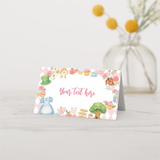 Carte De Placement Tea Party Alice dans l'Onederland Anniversaire ten (Devant)