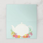 Carte De Placement Tea Party Baby shower Teapot Spring Floral (Extérieur déplié)