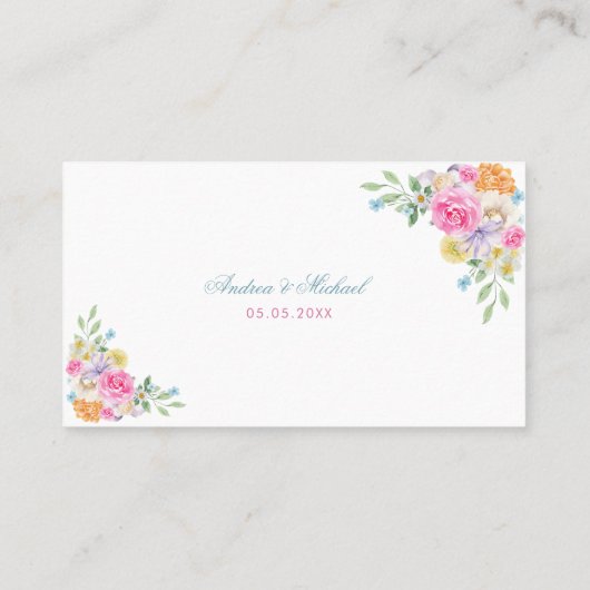 Carte De Placement Tea Party Jardin Floral Plat Mariage été (Dos)