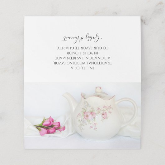 Carte De Placement Teapot aux roses roses Mariages Charité favorise (Extérieur déplié)