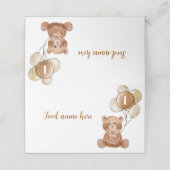 Carte De Placement Teddy Bear Balloon 1er Anniversaire Tente Place Ca (Extérieur déplié)