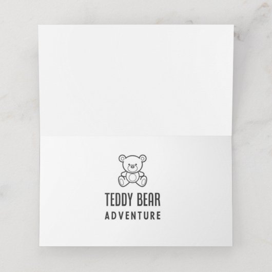 Carte De Placement Teddy Bear Blue Rustic Floral (Intérieur déplié)