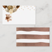 Carte De Placement Teddy Bear Brown et Baby shower Gold Ballons (Devant / Derrière)