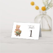 Carte De Placement Teddy Bear Rose Floral Rustic Party Place Card (Devant)
