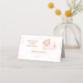 Carte De Placement Teddy Bear Rose Girl Baby shower Tente (Devant)