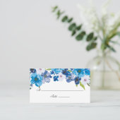 Carte De Placement teintes du Mariage floral bleu (Debout devant)