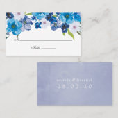 Carte De Placement teintes du Mariage floral bleu (Devant / Derrière)
