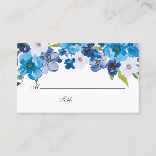 Carte De Placement teintes du Mariage floral bleu (Devant)