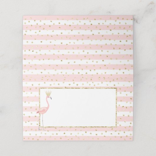 Carte De Placement Tente de nourriture petite en or rose flamant (Extérieur déplié)