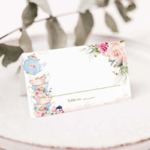 Carte De Placement Tente Pliante Élégante Fête de Thé Florale Rose