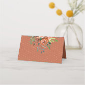 Carte De Placement Terme brûlé Orange Rose Floral Mariage (Dos)