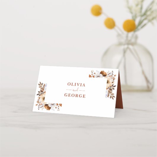 Carte De Placement Terracotta Automne Automne Rustique Floral Mariage (Dos)