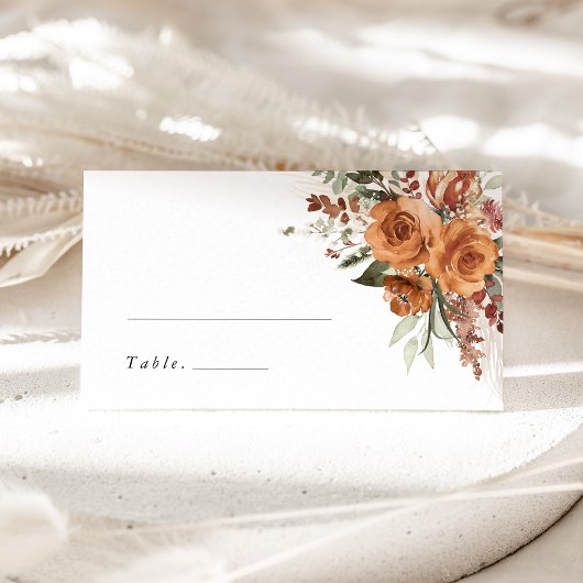 Carte De Placement Terracotta Boho Rose Floral Wedding Name