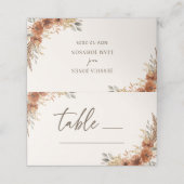 Carte De Placement Terracotta Fall Floral Numéro de table Mariage (Extérieur déplié)