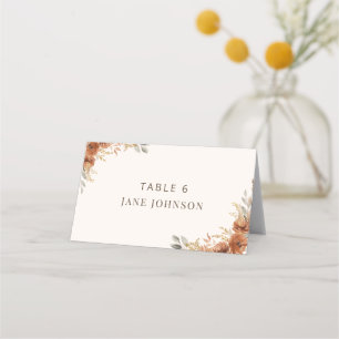 Carte De Placement Terracotta Fall Floral Numéro de table Mariage