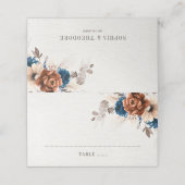 Carte De Placement Terracotta Marine Bleu Pampas Grass Mariage rustiq (Extérieur déplié)