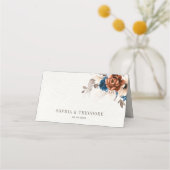 Carte De Placement Terracotta Marine Bleu Pampas Grass Mariage rustiq (Dos)