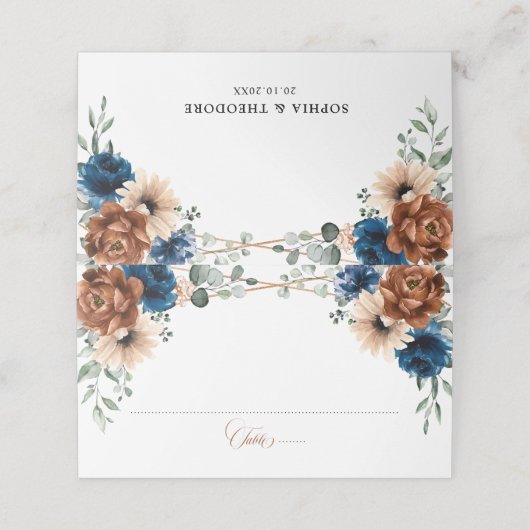 Carte De Placement Terracotta Marine Bleu Vert Mariage géométrique (Extérieur déplié)