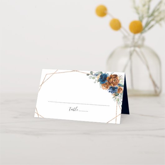 Carte De Placement Terracotta Marine Bleu Vert Mariage géométrique (Dos)