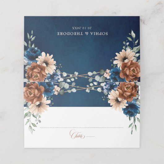 Carte De Placement Terracotta Marine Bleu Vert Mariage géométrique (Extérieur déplié)