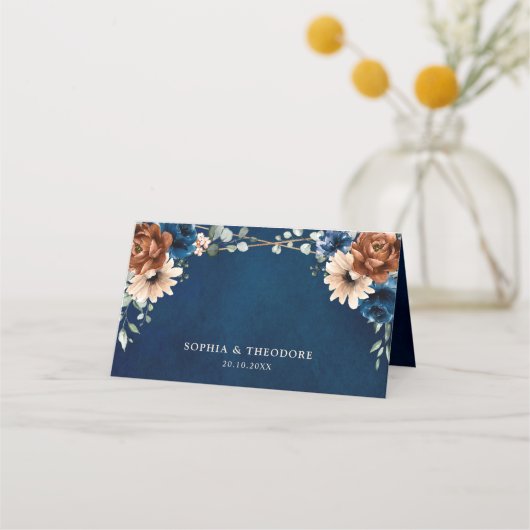 Carte De Placement Terracotta Marine Bleu Vert Mariage géométrique (Dos)