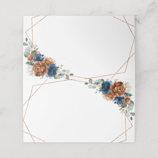 Carte De Placement Terracotta Marine Bleu Vert Mariage géométrique Pl (Extérieur déplié)